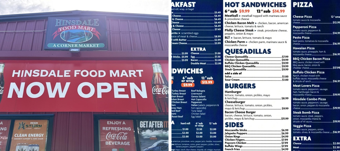 Hinsdale Food Mart Menu