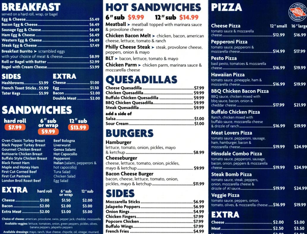 Hinsdale Food Mart Menu